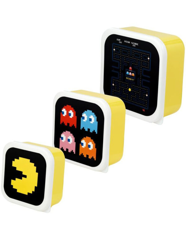 3 Sett Matbokser med Lokk - Pac-Man