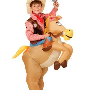 Cowboy På Hest - Oppblåsbart Barnekostyme
