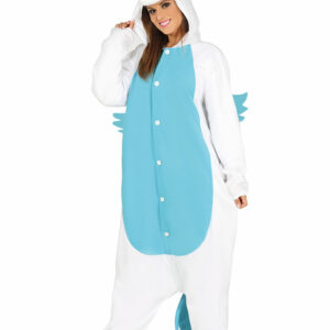 Hvit og Blå Enhjørning Kigurumi Unisex Kostyme