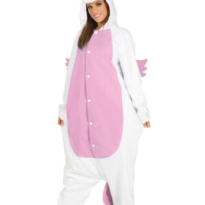 Hvit og Rosa Enhjørning Kigurumi Unisex Kostyme