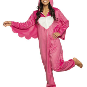 Rosa Flamingo Jumpsuitkostyme med Hette og Vinger