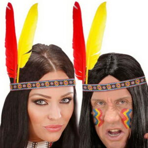 Indianer Hodepynt med Mønstret Bånd og Fjær