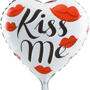 Hjerteformet Kiss Me Folieballong 46 cm