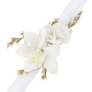 Hvitt Armbånd / Corsage med Blomster