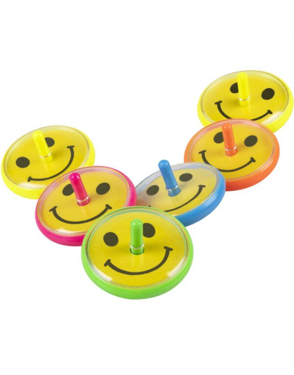 6 stk. Smiley Snurrebasser i Assorterte Farger