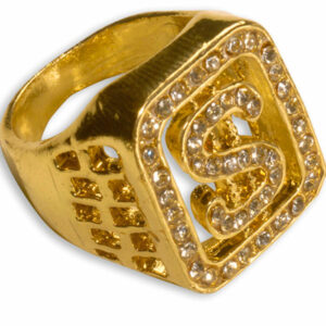 Gullfarget Dollar-Ring med Bling