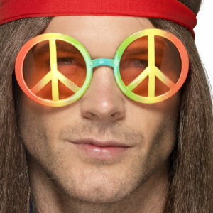 Flerfargede Hippiebriller med Fredstegn