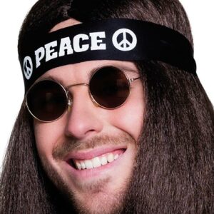 Svart Peace Hippie Hårbånd