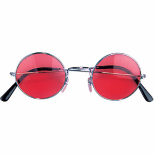 Runde Sølvfargede Briller med Rødt Glass