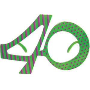 40 År - Grønne Bursdagsbriller med Striper og Prikker