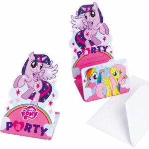 8 stk Invitasjoner med Konvolutter - My Little Pony Regnbue