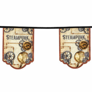 Flaggbanner med Tannhjul Motiver 4 meter - Steampunk