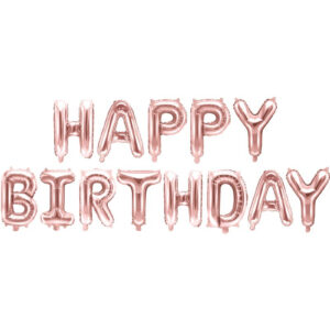 Happy Birthday - Rosé Gullfarget Folieballonger 340x35 cm