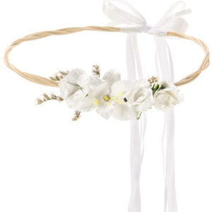 Hvit Blomsterkrans med Silkebånd og Knyting