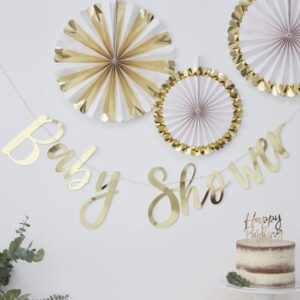 Gullfarget Baby Shower Banner 150 cm - Oh Baby