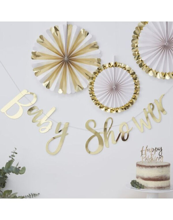 Gullfarget Baby Shower Banner 150 cm - Oh Baby