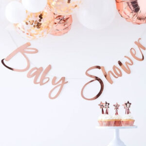 Rose Gullfarget Baby Shower Banner 150 cm - Twinkle Twinkle