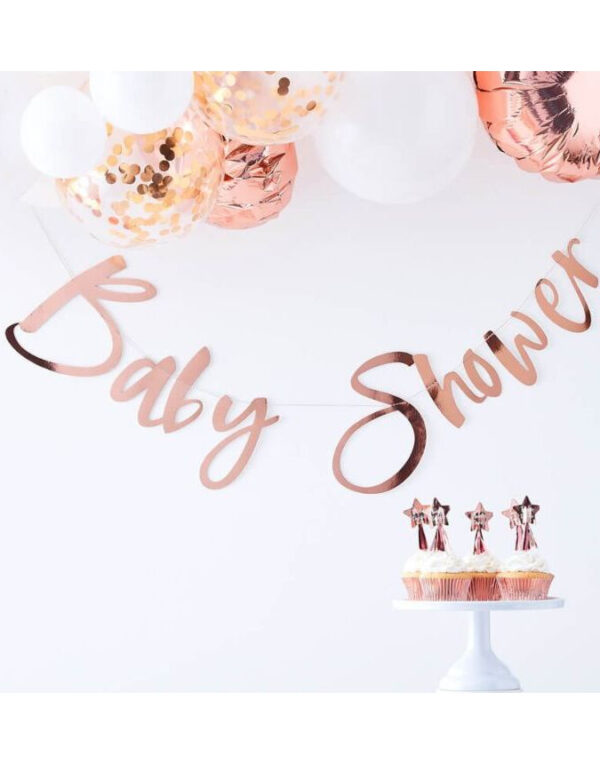 Rose Gullfarget Baby Shower Banner 150 cm - Twinkle Twinkle