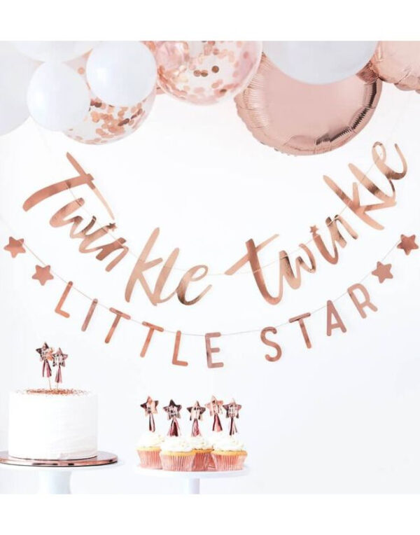 Rose Gullfarget Twinkle Twinkle Little Star Banner 150 cm - Twinkle Twinkle