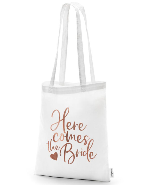 1 stk Here Comes The Bride - Tote Bag/Bærenett 42x39 cm