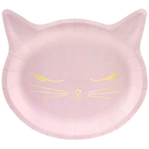 6 stk Rosa Katt Papptallerkener 22x20 cm - Pink Halloween