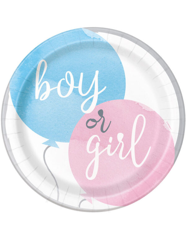 8 stk Boy or Girl Gender Reveal Papptallerkener 22 cm