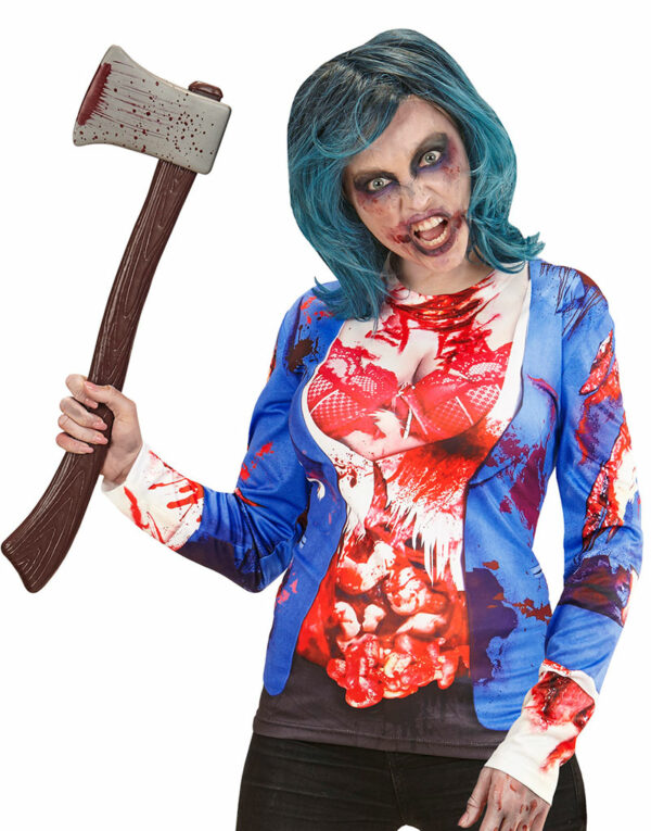 Fotorealistisk Zombie T-skjorte med Lang Arm til Dame