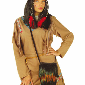 Svart Indianer Kostymeveske med Fjær