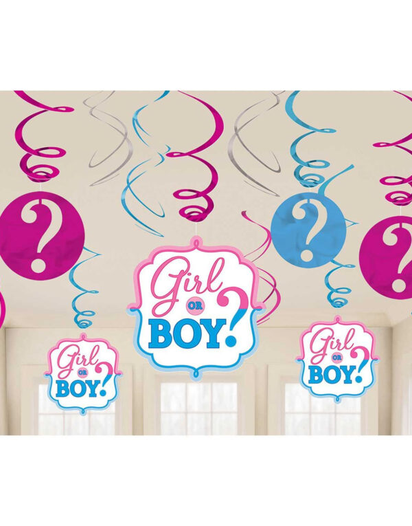 Gender Reveal Dekorasjonssett med Swirls - 12 Deler