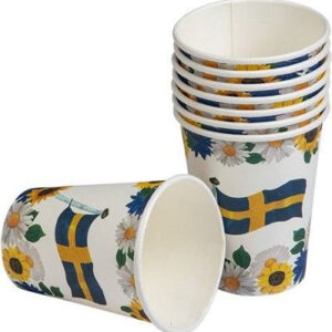 8 stk Pappkrus med Blomster og Svenseflagget - 220