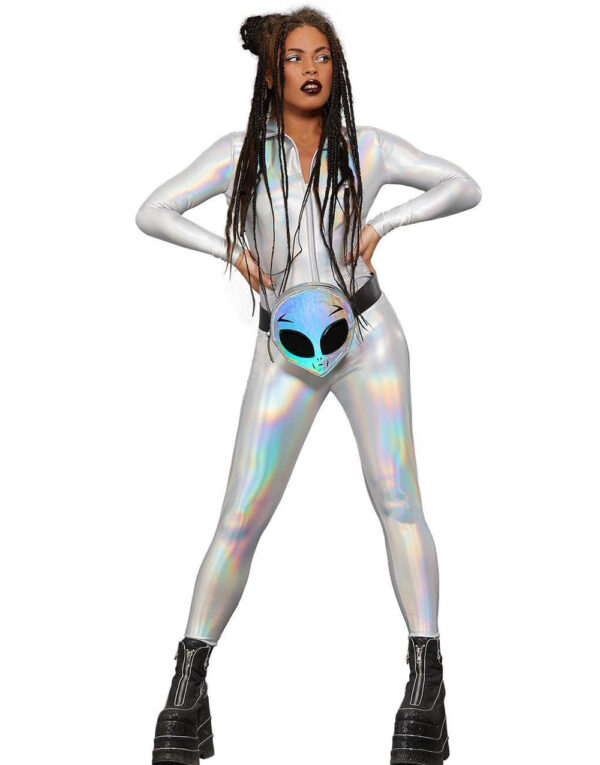 Mirror Holografisk Catsuit Damekostyme