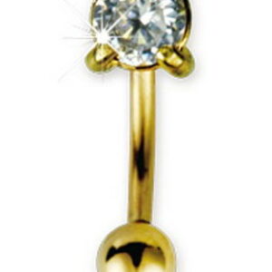 Banan Gullfarget Øyenbrynspiercing med Klar Diamantformet Sten - 1.2 x 8 mm