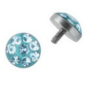 Glitter Stone Light Blue - Dermal Anchor 4 mm Kule med 1