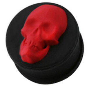 Smiling Red Skull - Svart Piercing Plugg