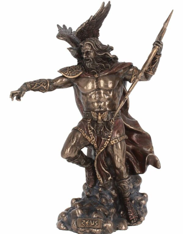 Zeus - Bronsefarget Figur 30 cm