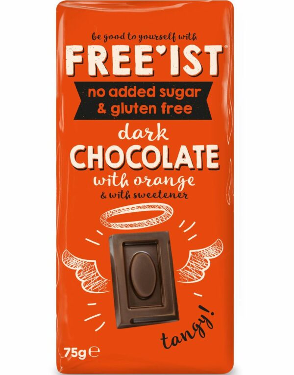 Free'ist Melkesjokolade med Appelsinsmak Uten Tilsatt Sukker 75 gram