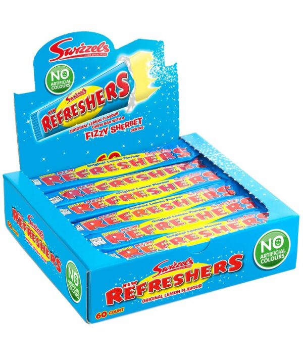 60 stk Swizzels Refreshers Chew Bar med Sitronsmak 18 gram - Hel Eske