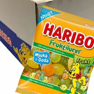 24 Poser Haribo Fruktilurer Frukt Vingummi - Hel Eske