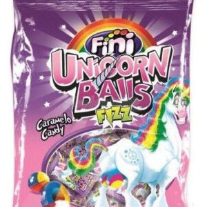 Pose med Fini Unicorn Balls Fizz / Regbuefarget Sukkertøy med Surt Pulver