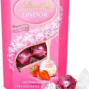 Lindt Lindor Strawberries & Cream Truffles - Hvite Sjokolade Trøfler med Jordbær og Kremfyll 200 gram