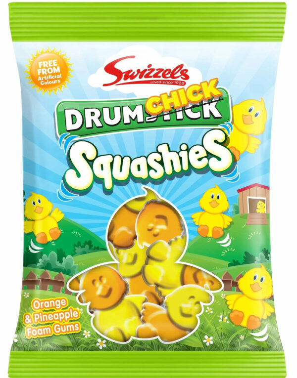 Swizzel Drumchick Squashies med Smak av Appelsin og Ananas 160 gram