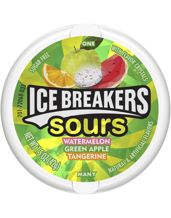 Ice Breakers Sours Fruit - Sukkerfrie Sukkertøy med Sure Fruktsmaker 42 gram (USA Import)