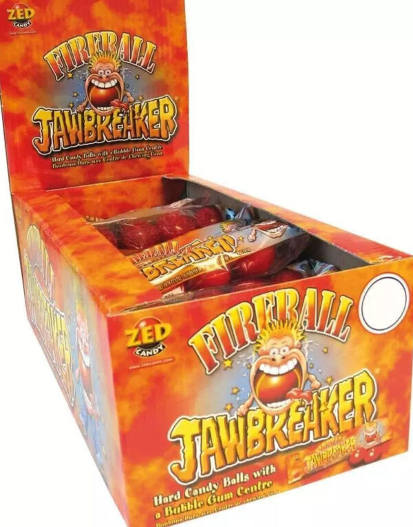 30 pakker Zed Jawbreaker med Fireball Smak og Kjerne av Tyggegummi - Hel Eske