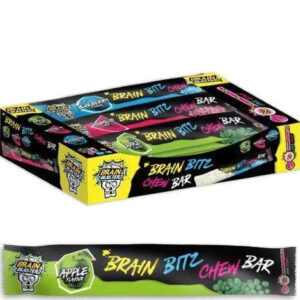 24 stk Brain Blasterz Chew Bars - Kjempesure Karamellbarer med Tre Smaker - Hel eske 480 gram