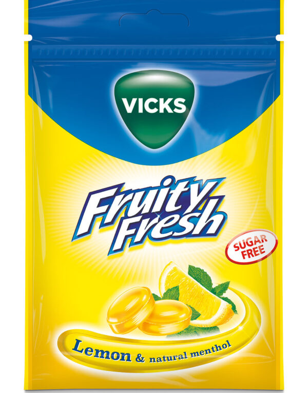 Vicks Fruity Fresh Halspastiller med Sitron og Menthol Smak - Sukkerfri