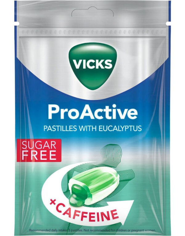Vicks ProActive Halspastiller med Ecalyptus og Koffein - Sukkerfri