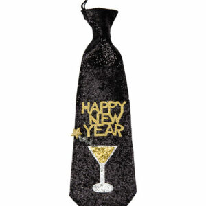 Svart Glitrende Happy New Year Slips