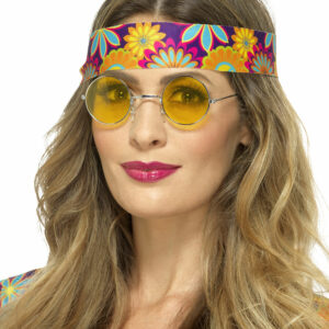 Runde Hippiebriller med Gult Glass