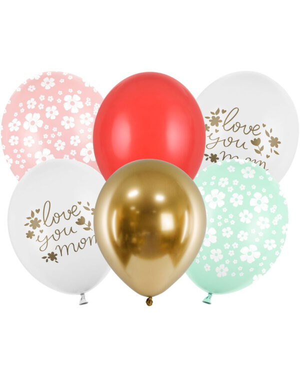 6 stk 30 cm Ballonger - Love You Mum Ballongbukett