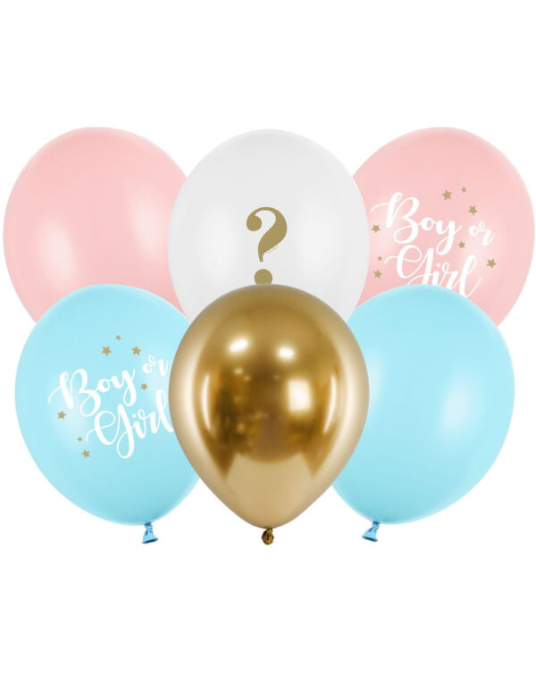 6 stk 30 cm Ballonger - Boy or Girl - Gender Reveal Ballongbukett